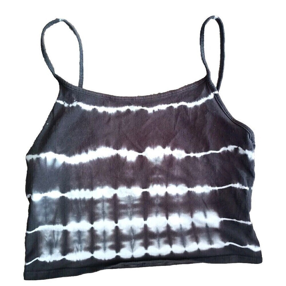 American Eagle Black White Tie Dye Cropped Cami Size Medium Athleisure Y2K 90s